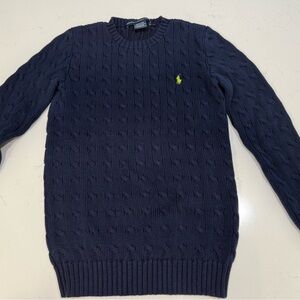 Ralph Lauren Dark Blue Cable Knit Crewneck Sweater
